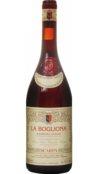 Bottle of Scarpa La Bogliona Barbera d'Asti 2011 wine 750 ml