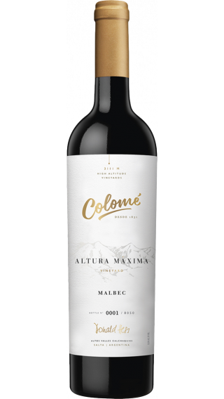 Bottle of Colome Altura Maxima Malbec 2017 wine 750 ml