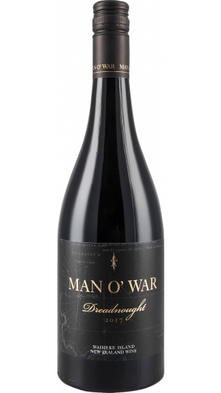 Bottle of Man O' War Dreadnought Syrah 2017 wine 750 ml