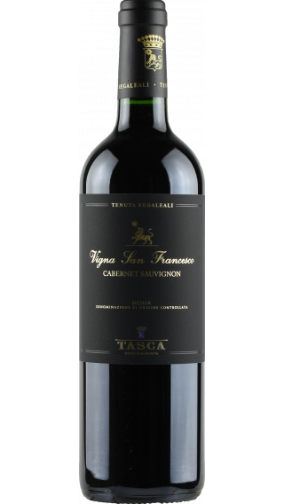 Bottle of Tasca d'Almerita Tenuta Regaleali Vigna San Francesco Cabernet Sauvignon 2018 wine 750 ml
