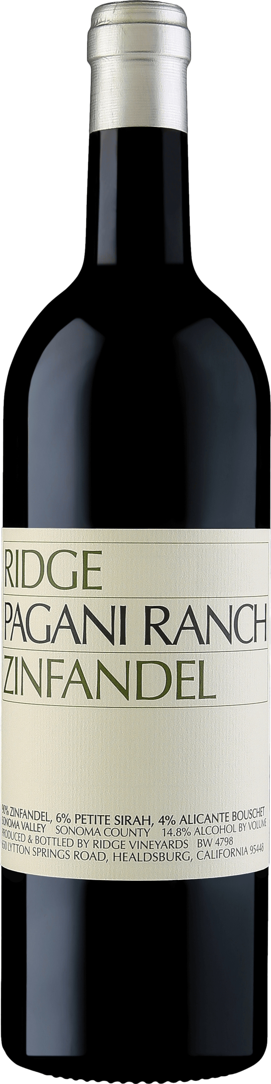 Ridge Pagani Ranch Zinfandel 2021 Červené 14.6% 0.75 l (holá láhev)