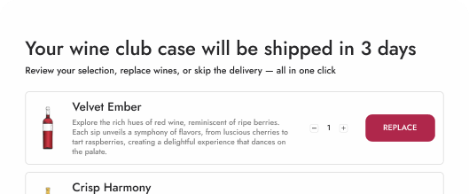Náhled vaší nadcházející zásilky Wine Club